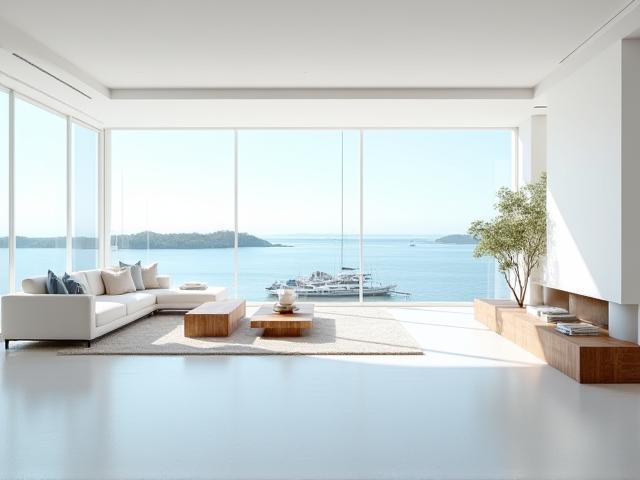 Modern marina loft with elegant coastal-inspired interior design